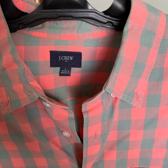 JCrew Pink/Green Plaid Button Down Shirt SIZE LARGE - Picture 3 of 4
